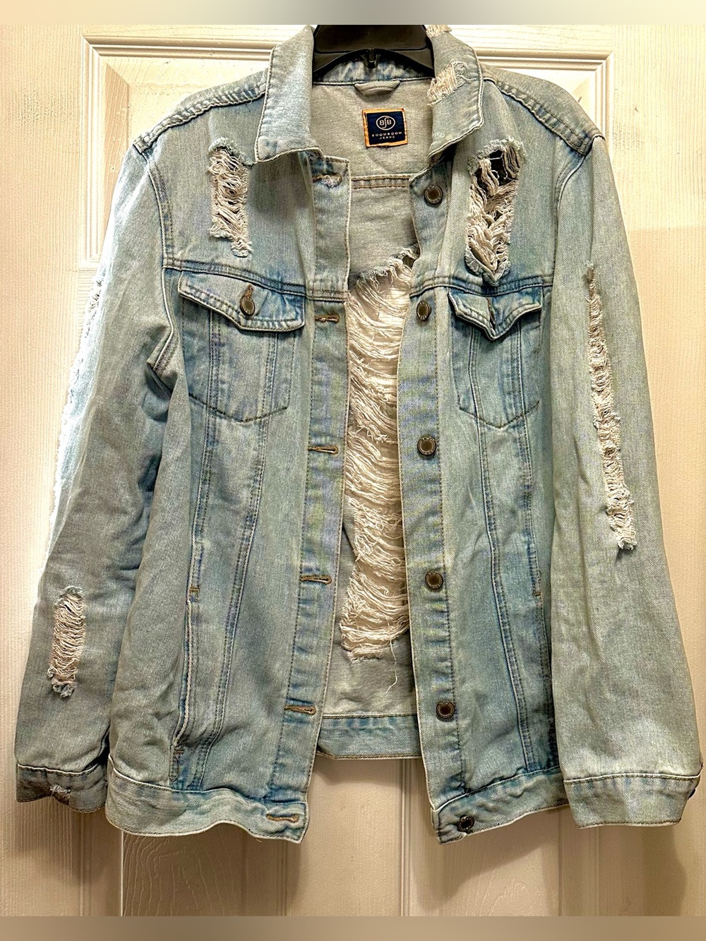 Boom Boom Jeans Light Blue Distressed Denim Jacket
